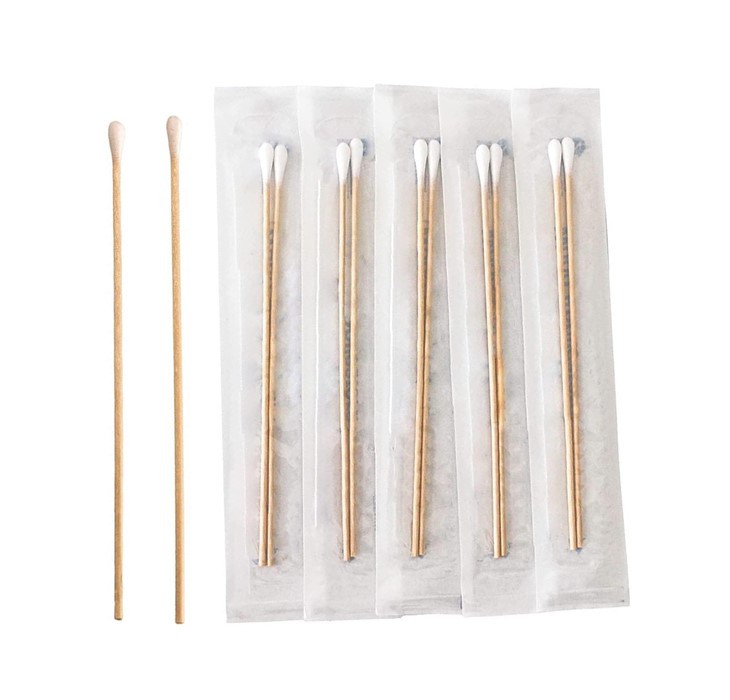 Medical Cotton Plastic Wooden Tipped Applicator Bag Package Sterile Cotton Swabs